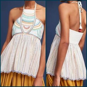 Anthropologie Floreat Boho Halter Top Size 12 New with Tags